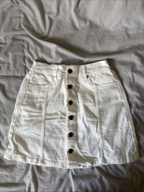 Aerie High-Waist White Button-Front Mini Skirt